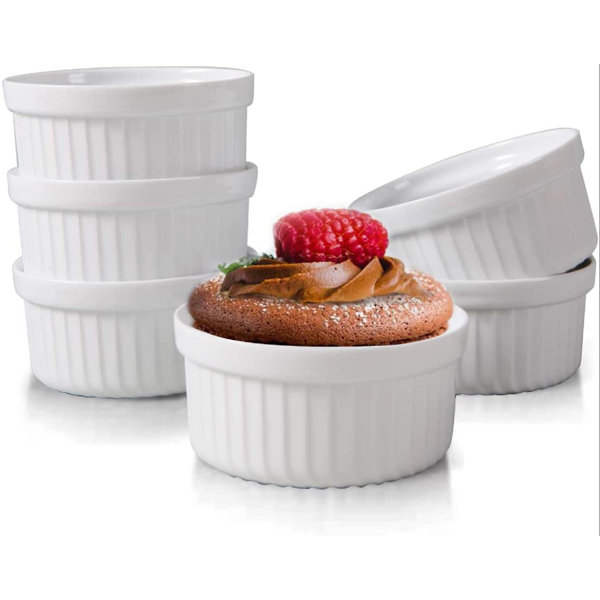 fedigorlocn Black Souffle Ramekins 4Oz 6 Pieces Ceramic Baking Ramekin